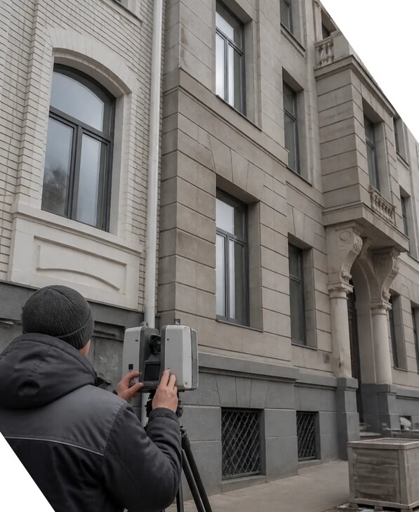 Лазерное сканирование фасадов зданий для обследования в Боре